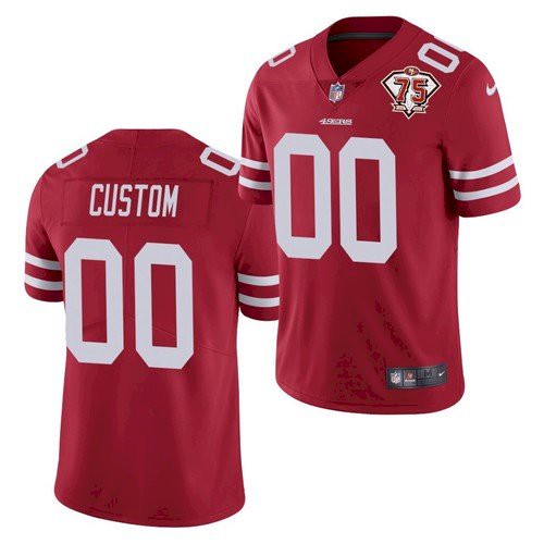 Men's San Francisco 49ers ACTIVE PLAYER Custom 2021 With 75th Anniversary Patch Red NFL Limited Stitched Jersey Men's San Francisco 49ers ACTIVE PLAYER Custom 2021 With 75th Anniversary Patch Red NFL Limited Stitched Jersey